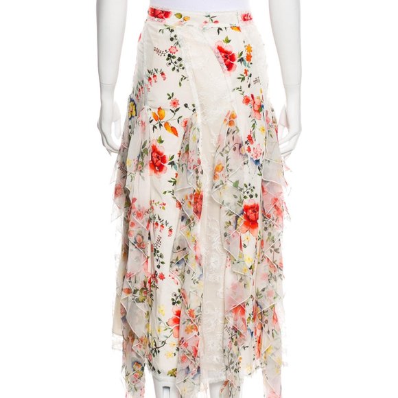 NWT-Alice+Olivia Yulia Floral Lace Godet Ruffle - Picture 3 of 8